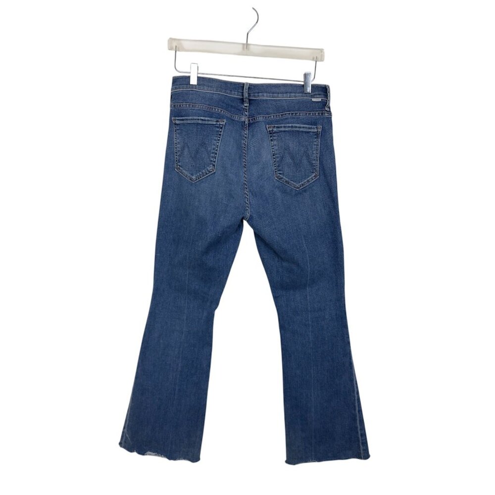 Mother The Weekender Fray Jeans Size 33 Medium Wash Denim Flared Leg Made In USA - Picture 2 of 13